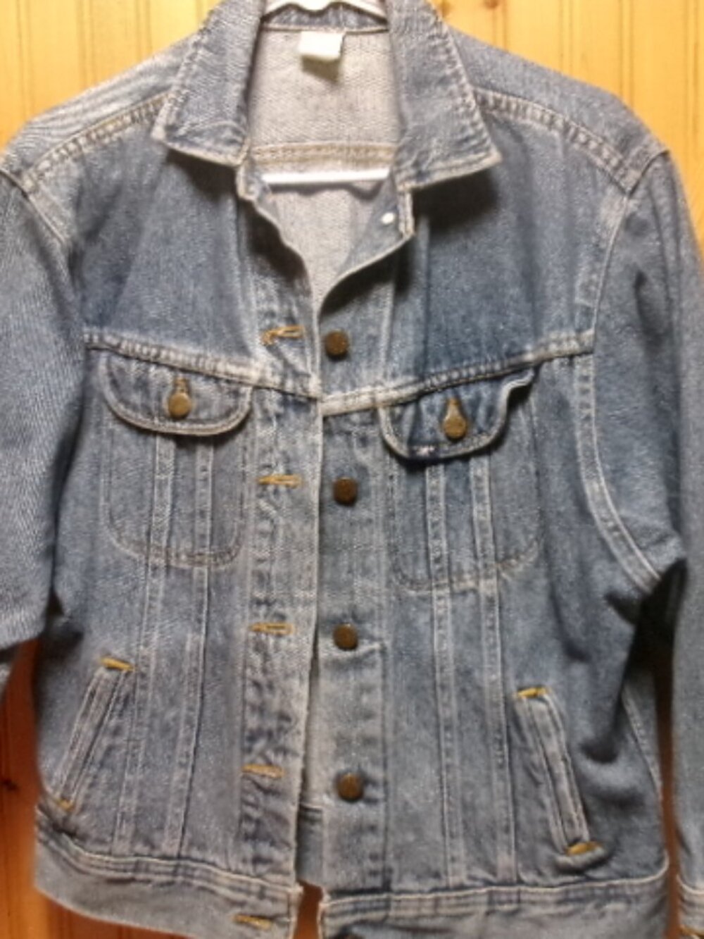 Vtg Lee Denim Jacket Med mens washed out lee logo buttons